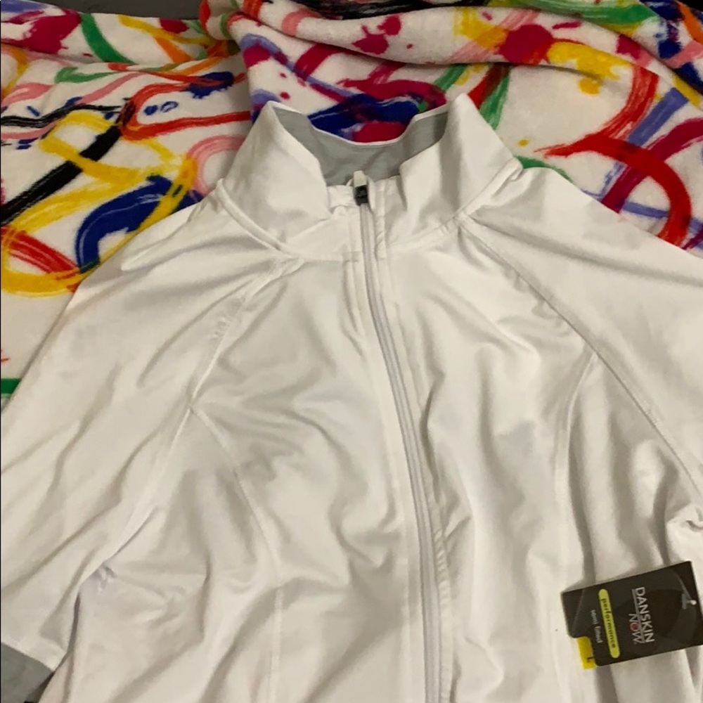 White athletic sweat jacket